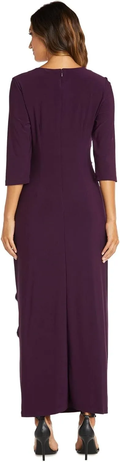R&M Richards Women's Long and Classic Sequins Cascade Dress
