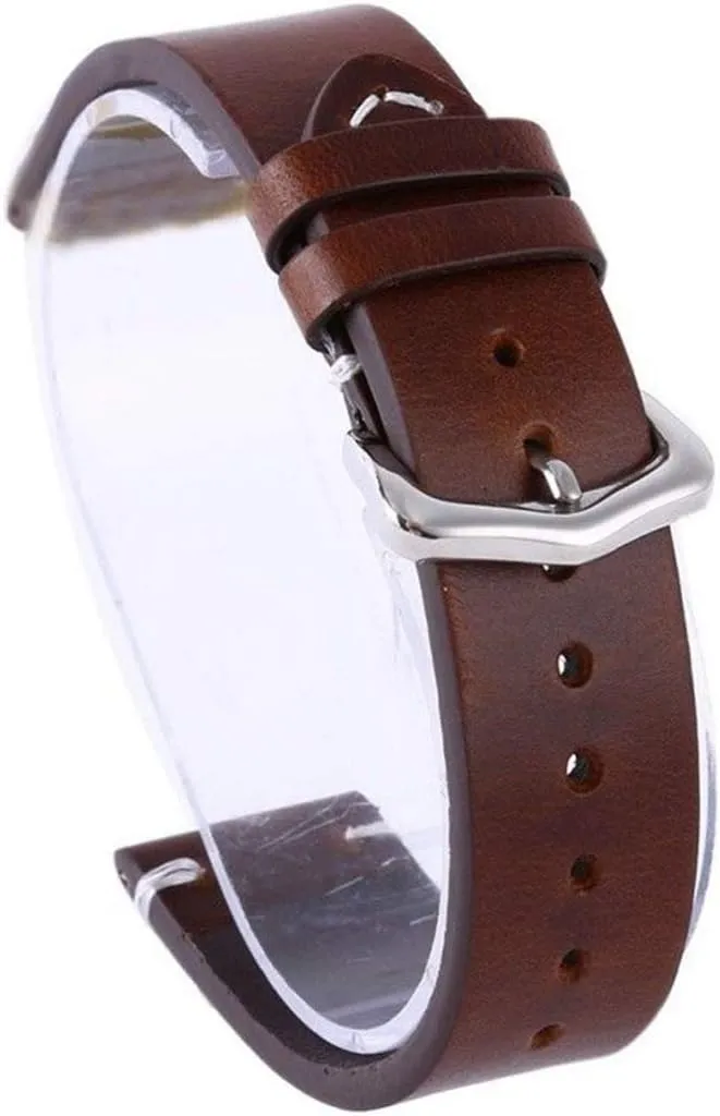 RANARA Replacement Watch Strap Wrist Band,Wax Oil Vintage Leather Watch Straps Pin Buckle Watchband Calfskin Watch Straps Replacement 18mm/20mm/22mm Watch Accessories