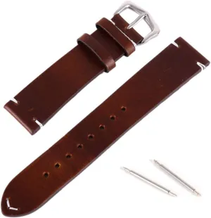 RANARA Replacement Watch Strap Wrist Band,Wax Oil Vintage Leather Watch Straps Pin Buckle Watchband Calfskin Watch Straps Replacement 18mm/20mm/22mm Watch Accessories