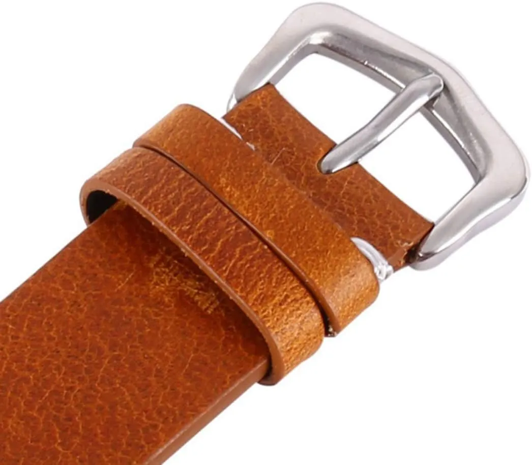 RANARA Replacement Watch Strap Wrist Band,Wax Oil Vintage Leather Watch Straps Pin Buckle Watchband Calfskin Watch Straps Replacement 18mm/20mm/22mm Watch Accessories