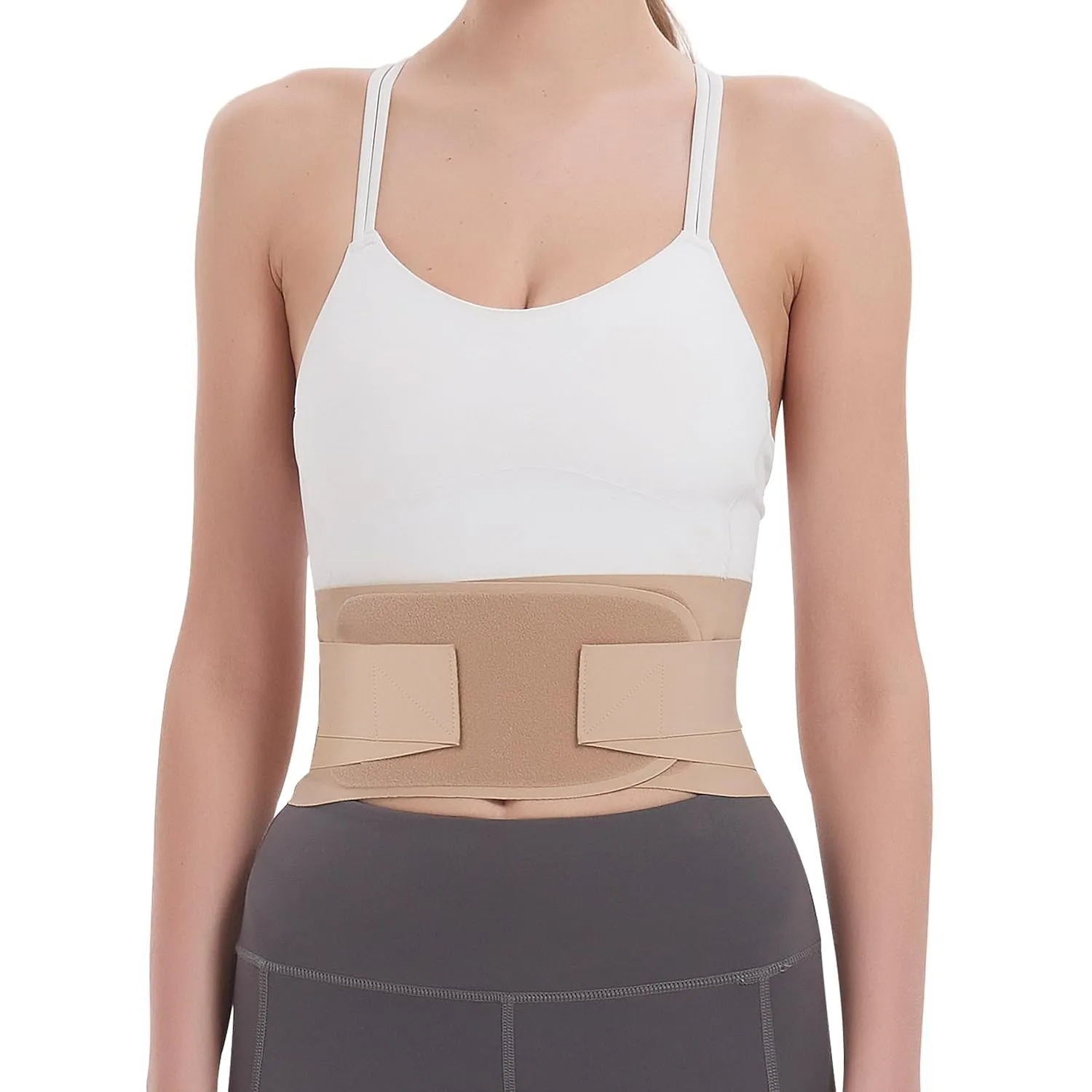RANDY SUN Ultra Thin Back Brace, Lightweight Breathable for Women & Men, Invisible Waist Support Belt for Lower Back Pain Relief and Posture Correction Beige M
