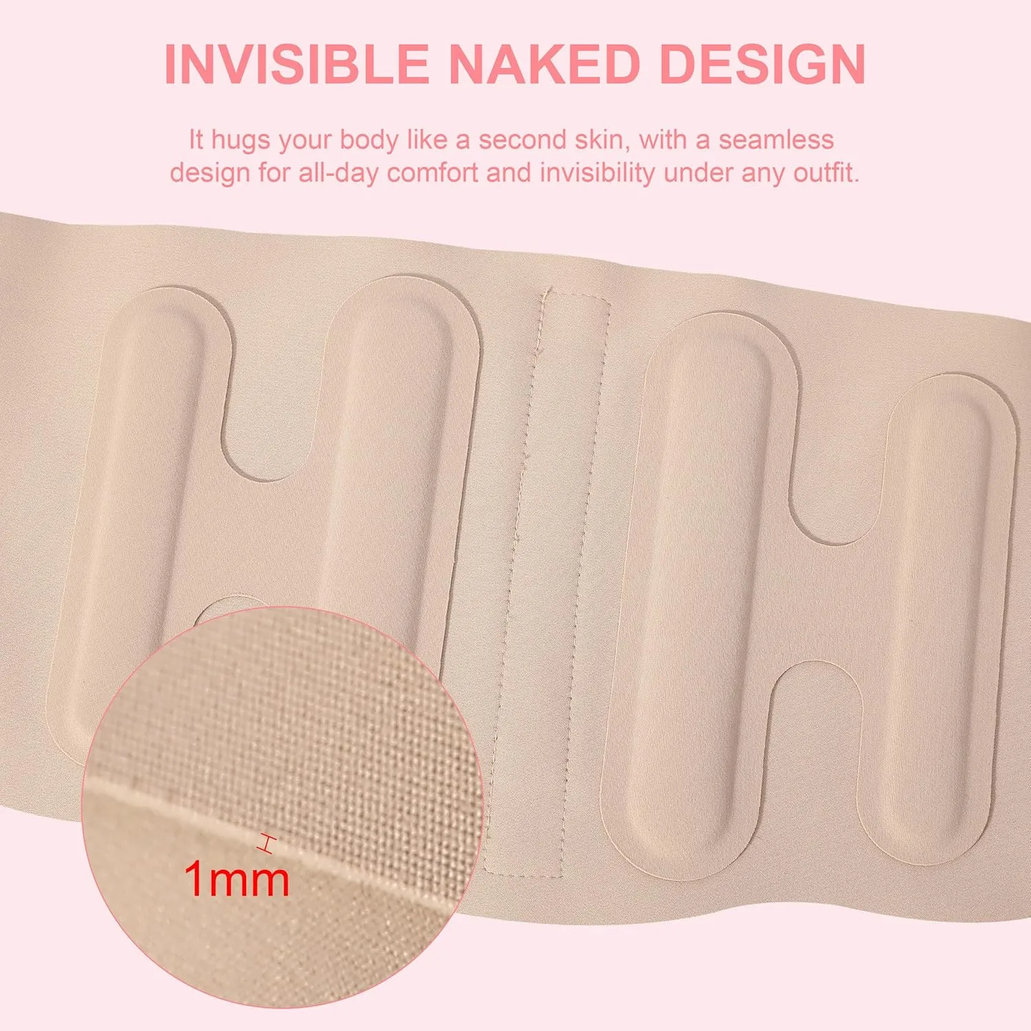 RANDY SUN Ultra Thin Back Brace, Lightweight Breathable for Women & Men, Invisible Waist Support Belt for Lower Back Pain Relief and Posture Correction Beige M