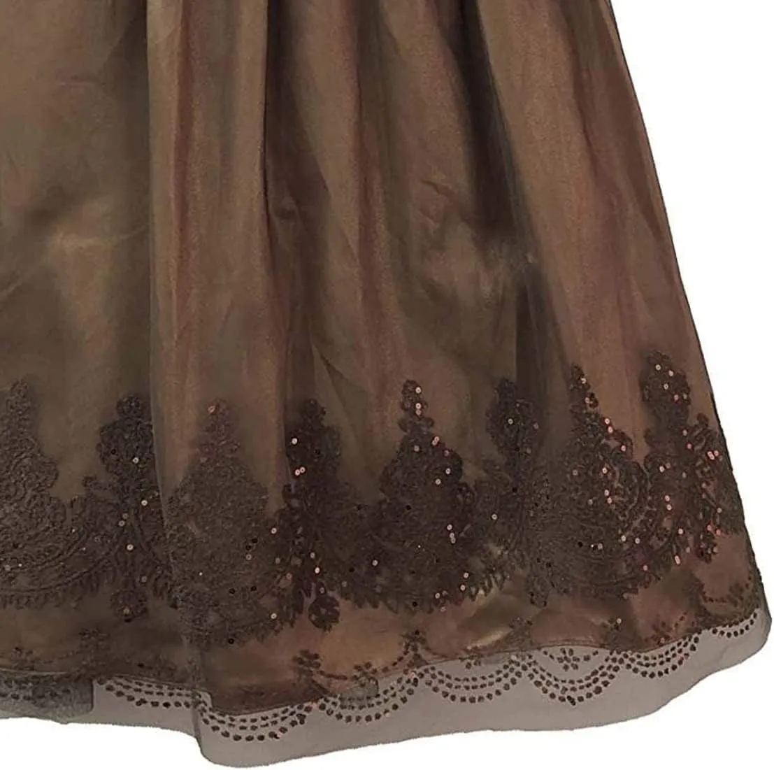Rare Editions Baby and Girls Brown/Gold Sequin-n-Caviar Beading Party Dress