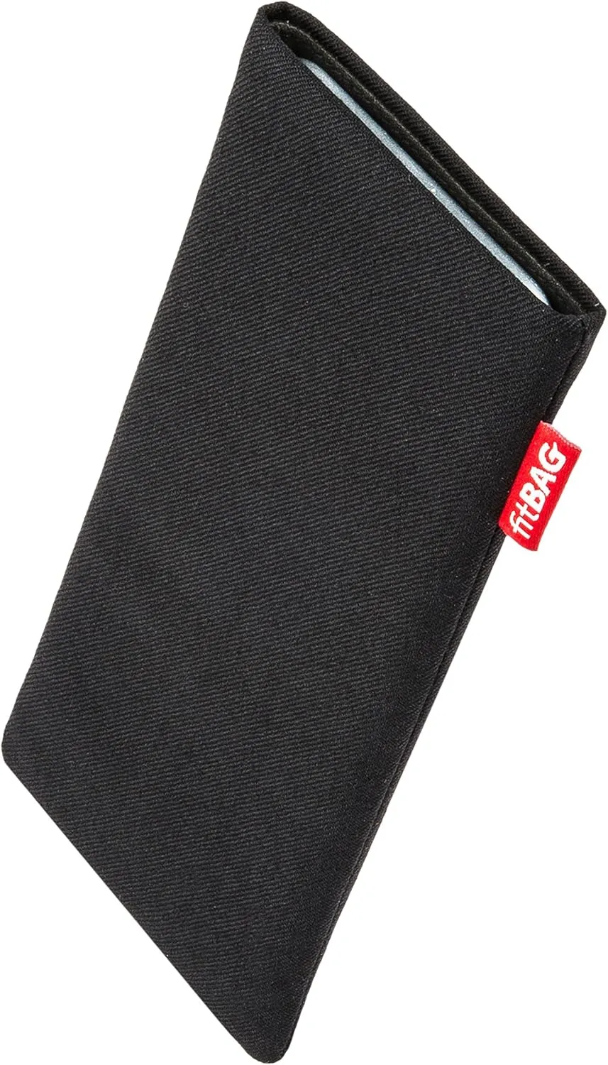 Rave Black Custom Tailored Sleeve for Mobistel Cynus F4. Fine Suit Fabric Pouch with Integrated Microfibre Lining for Display Cleaning