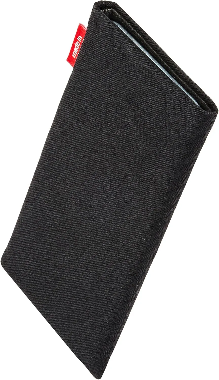Rave Black Custom Tailored Sleeve for Mobistel Cynus F4. Fine Suit Fabric Pouch with Integrated Microfibre Lining for Display Cleaning