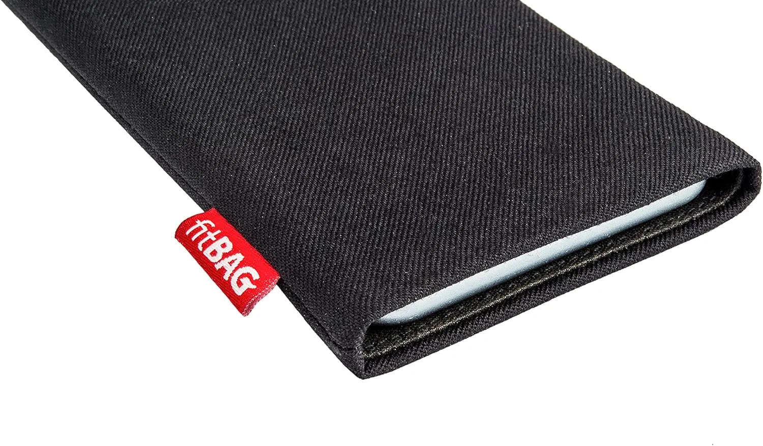 Rave Black Custom Tailored Sleeve for Mobistel Cynus F4. Fine Suit Fabric Pouch with Integrated Microfibre Lining for Display Cleaning