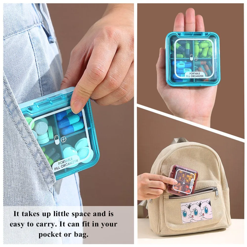 Reanea Travel Pill Organizer 3 Packs, Portable Small Medicine Box Daily Pill Case Dispenser for Vitamins Fish Oils,Travel Medicine Organizer