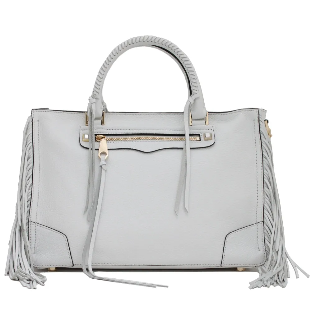 Rebecca Minkoff Regan Satchel with Fringe- White