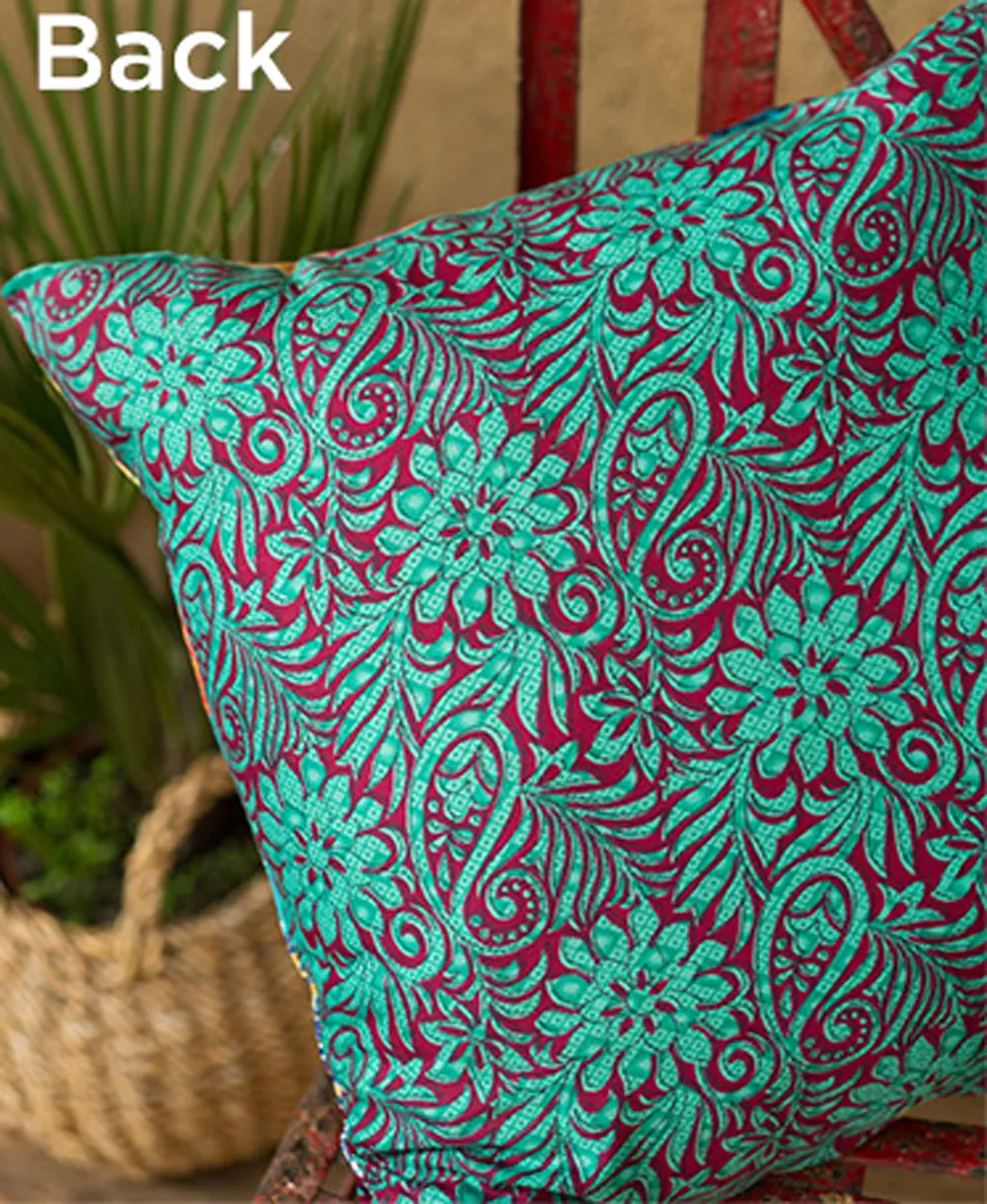 Recycled Patchwork Sari Multi Colour Patchwork Cushion Covers 45 cm x 45 cm
