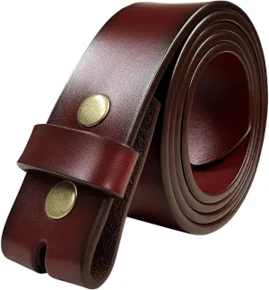 Replacement Belt Strap 100% Genuine Leather Plain Casual Belt Strap with Snaps 1-1/2"(38mm) Wide