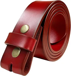 Replacement Belt Strap 100% Genuine Leather Plain Casual Belt Strap with Snaps 1-1/2"(38mm) Wide