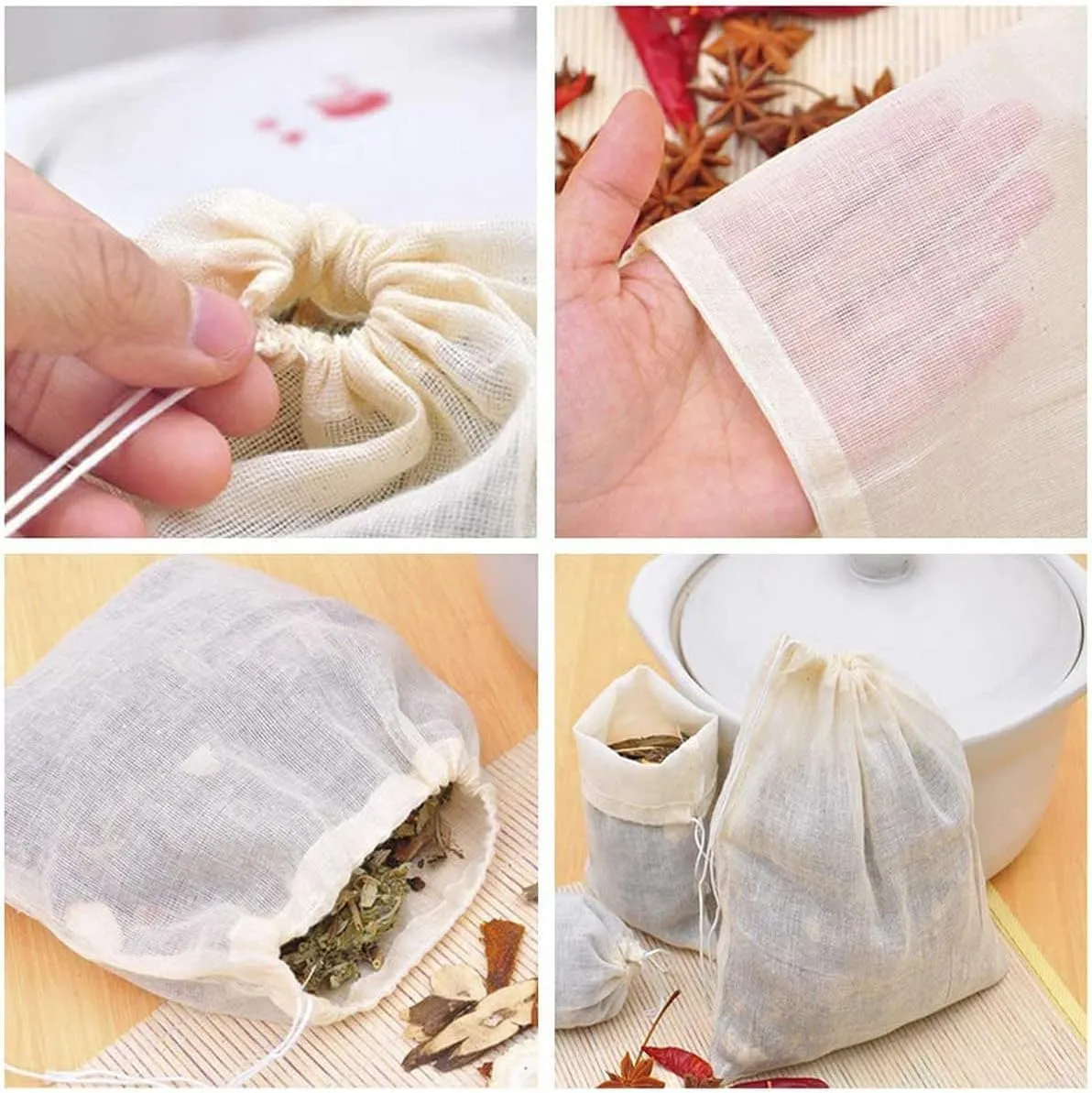 Reusable Cotton Net Fabric Fruit Protection Bags Cheese Muslin Drawstring Fruit Covers Bags Birds Frost Insect Barrier Netting Coffee Bags Protect Your Flower Fruit Garden Pack of 50 (12 X 14)