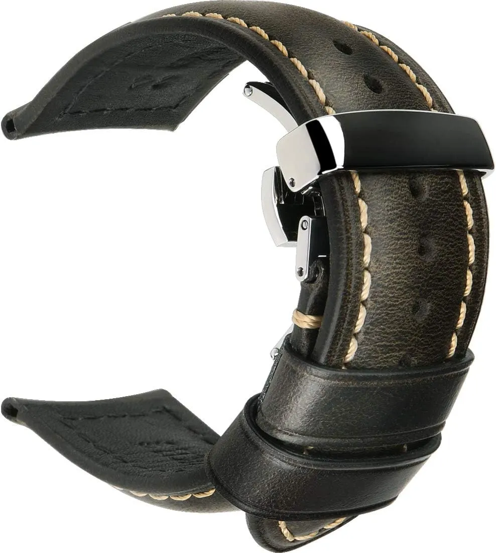 REZERO Watch Band, Vintage Oil Wax Leather Watch Straps 18mm 19mm 20mm 21mm 22mm 23mm 24mm 26mm Watch Belt for Men Women