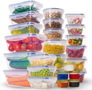 RFAQK 52 Pcs Food Storage Containers with Airtight Lids-34OZ to 1.35OZ- Clear Plastic Leak Proof Meal Prep Containers for Kitchen and Pantry Organization, Microwavable & Freezer Safe