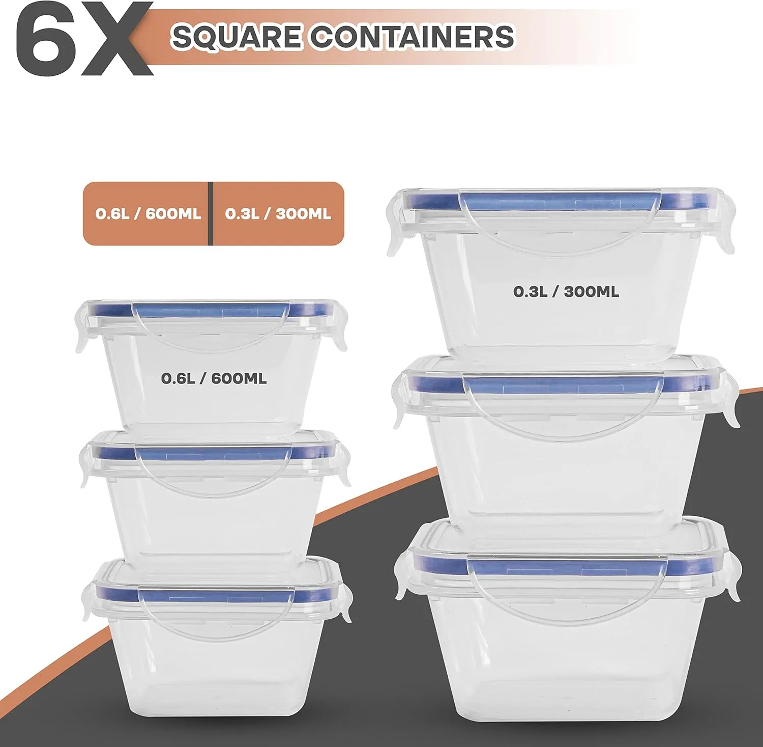 RFAQK 52 Pcs Food Storage Containers with Airtight Lids-34OZ to 1.35OZ- Clear Plastic Leak Proof Meal Prep Containers for Kitchen and Pantry Organization, Microwavable & Freezer Safe