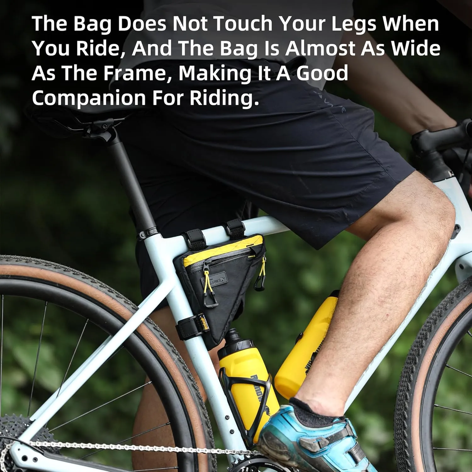 Rhinowalk Bike Frame Triangle Bag, Waterproof Compact Storage Bag with YKK Zippers, Multi-Pocket Design, Doesn’t Rub Legs – 0.9L, Black