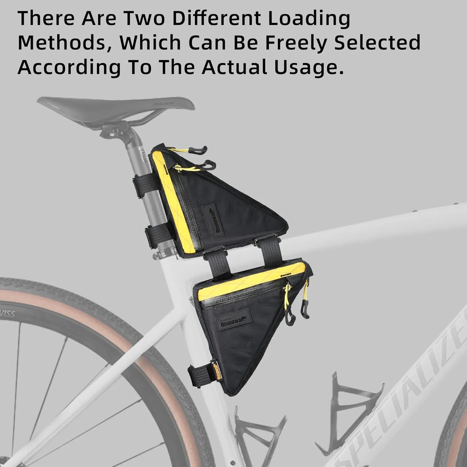 Rhinowalk Bike Frame Triangle Bag, Waterproof Compact Storage Bag with YKK Zippers, Multi-Pocket Design, Doesn’t Rub Legs – 0.9L, Black