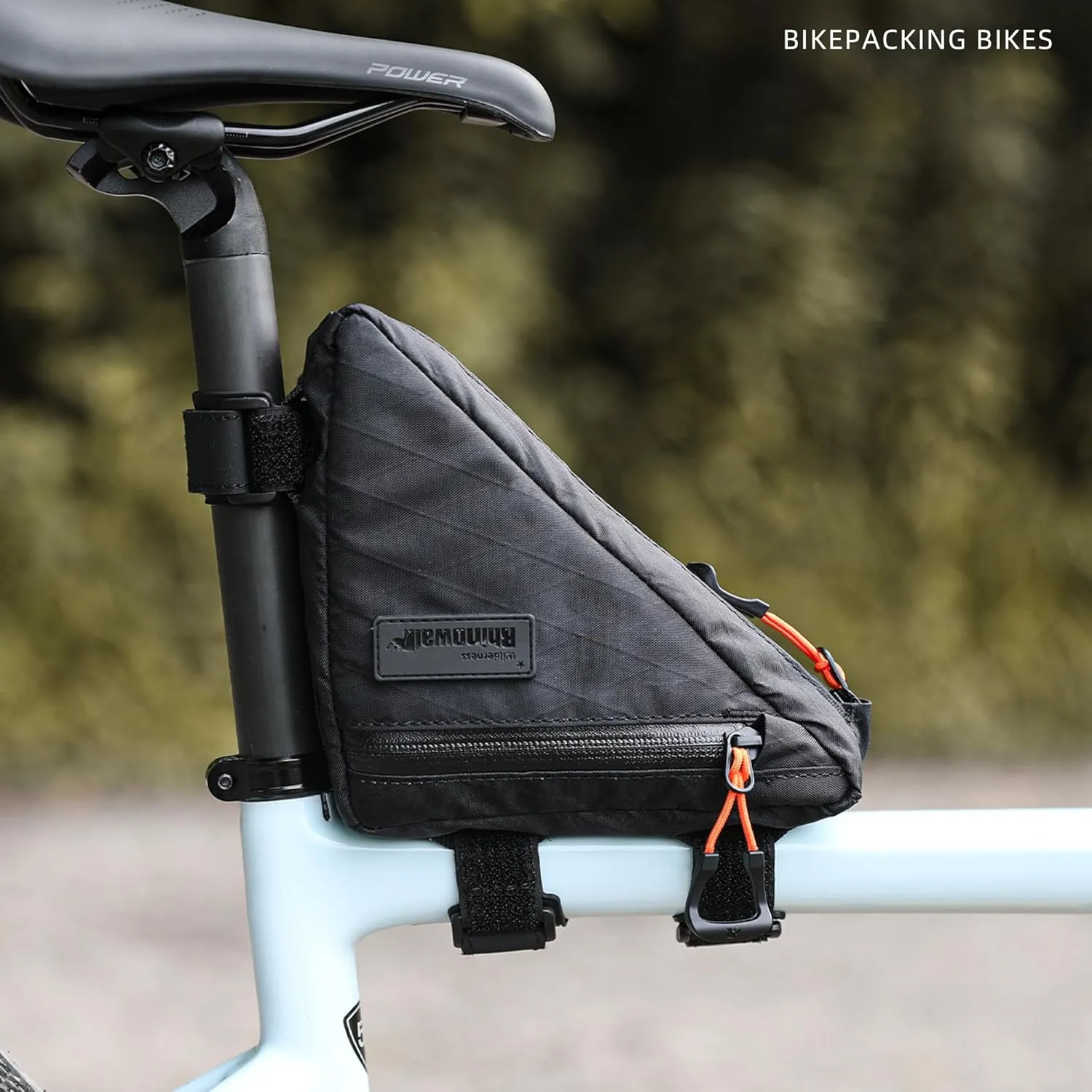 Rhinowalk Bike Frame Triangle Bag, Waterproof Compact Storage Bag with YKK Zippers, Multi-Pocket Design, Doesn’t Rub Legs – 0.9L, Black