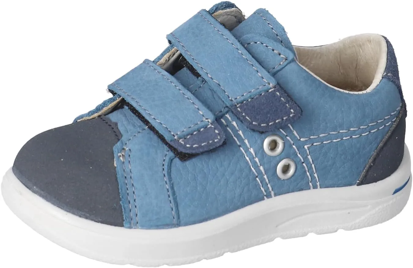 RICOSTA Pepino Nippy Leather Shoes Adriatic Blue Kids Double Straps Padded Ankle