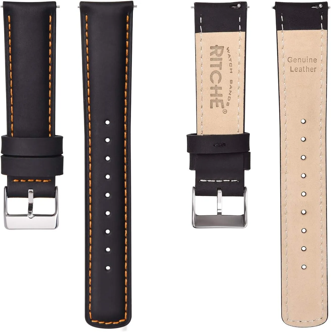 Ritche Christmas Gift Quick Release Leather Watch Bands Genuine Watch Straps for Men Women Top Grain Leather Watch Strap, White Elephant Gifts, Stocking Stuffers for Men, Father's Day gifts