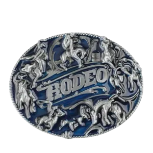 Rodeo Blue Silver Belt Buckle