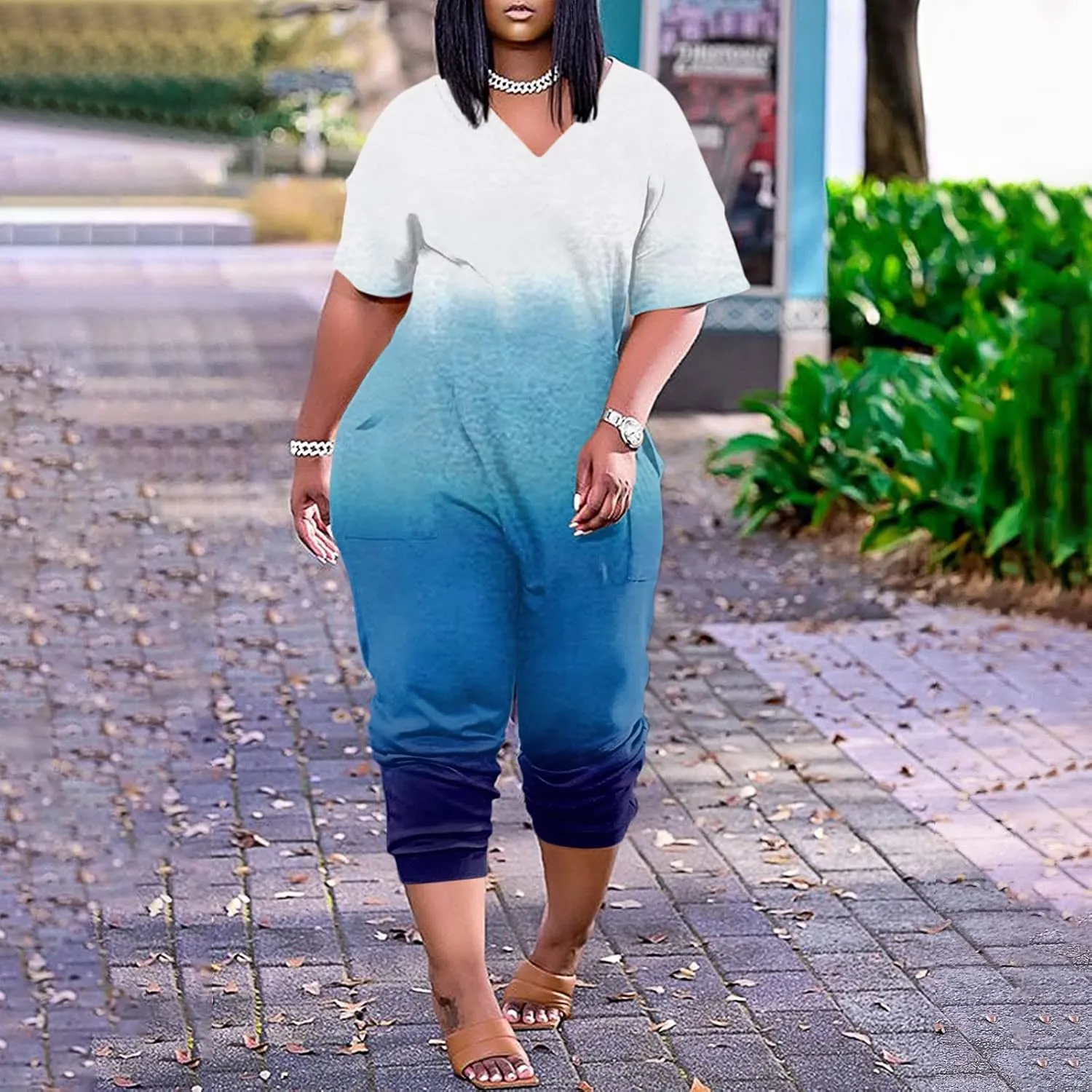 Romper, Women's Loose Solid Off Shoulder Elastic Waist Stretchy Long Romper Jumpsuit