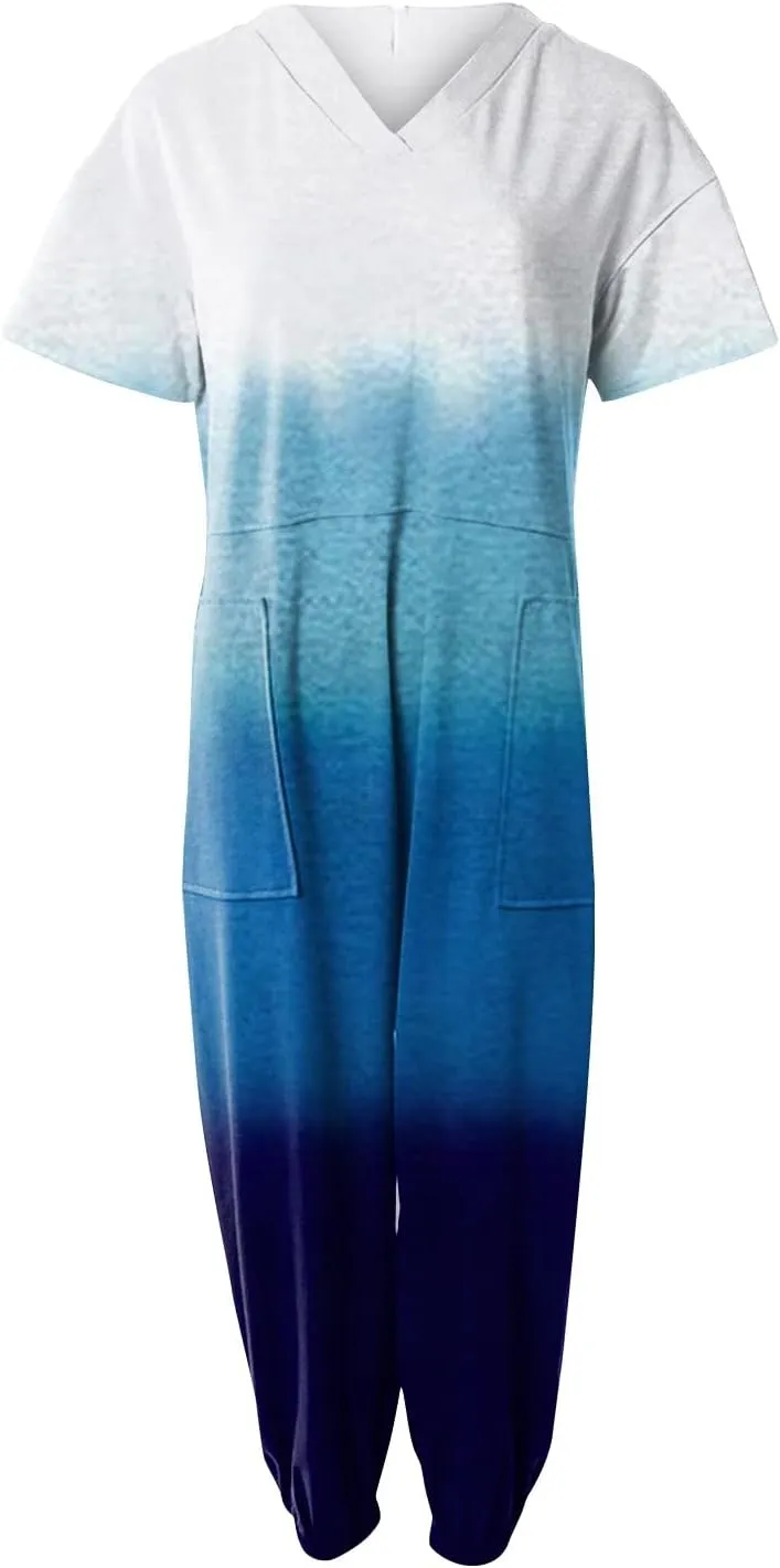 Romper, Women's Loose Solid Off Shoulder Elastic Waist Stretchy Long Romper Jumpsuit