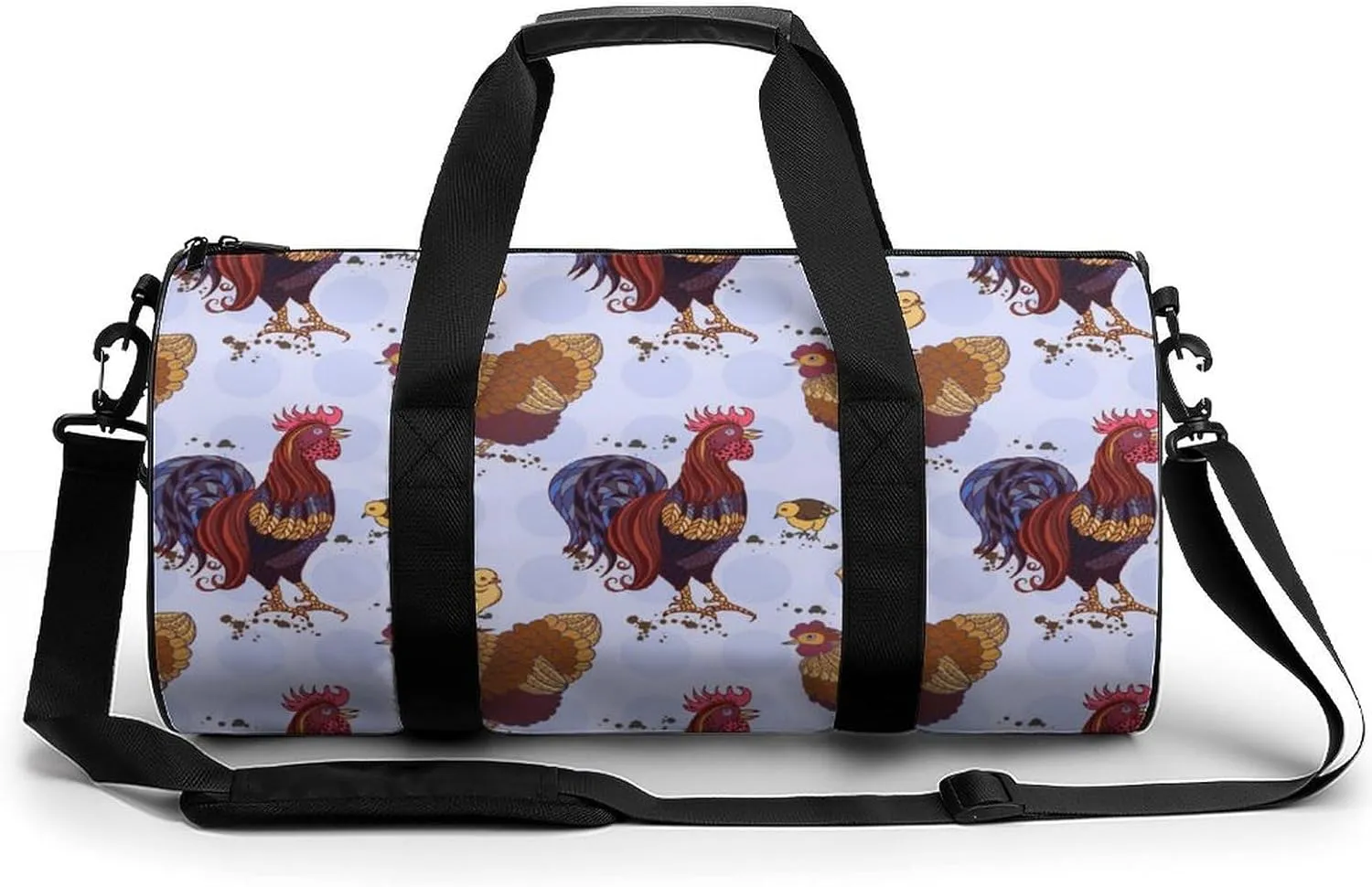 Roosters Duffelbag Outdoor Tote Bag Cylindrical Duffelbags Picnic Bags Easy Carry Satchels Durable Handbag Sports Duffel Bags 17.7in/9in/9in