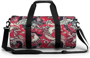 Roosters Duffelbag Utility Bag Cylindrical Duffelbags Picnic Bags Easy Carry Satchels Durable Handbag Sports Duffel Bags 17.7in/9in/9in