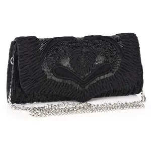 Rope & Bead Embellished Envelope Clutch