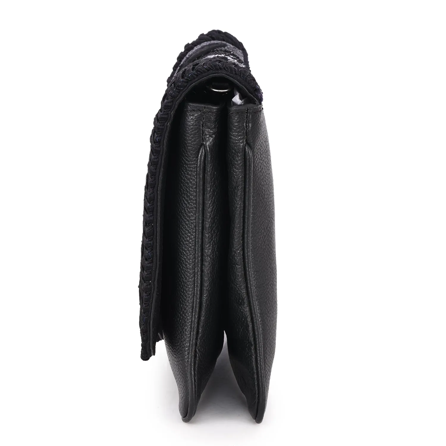 Rope & Bead Embellished Fold Over Clutch
