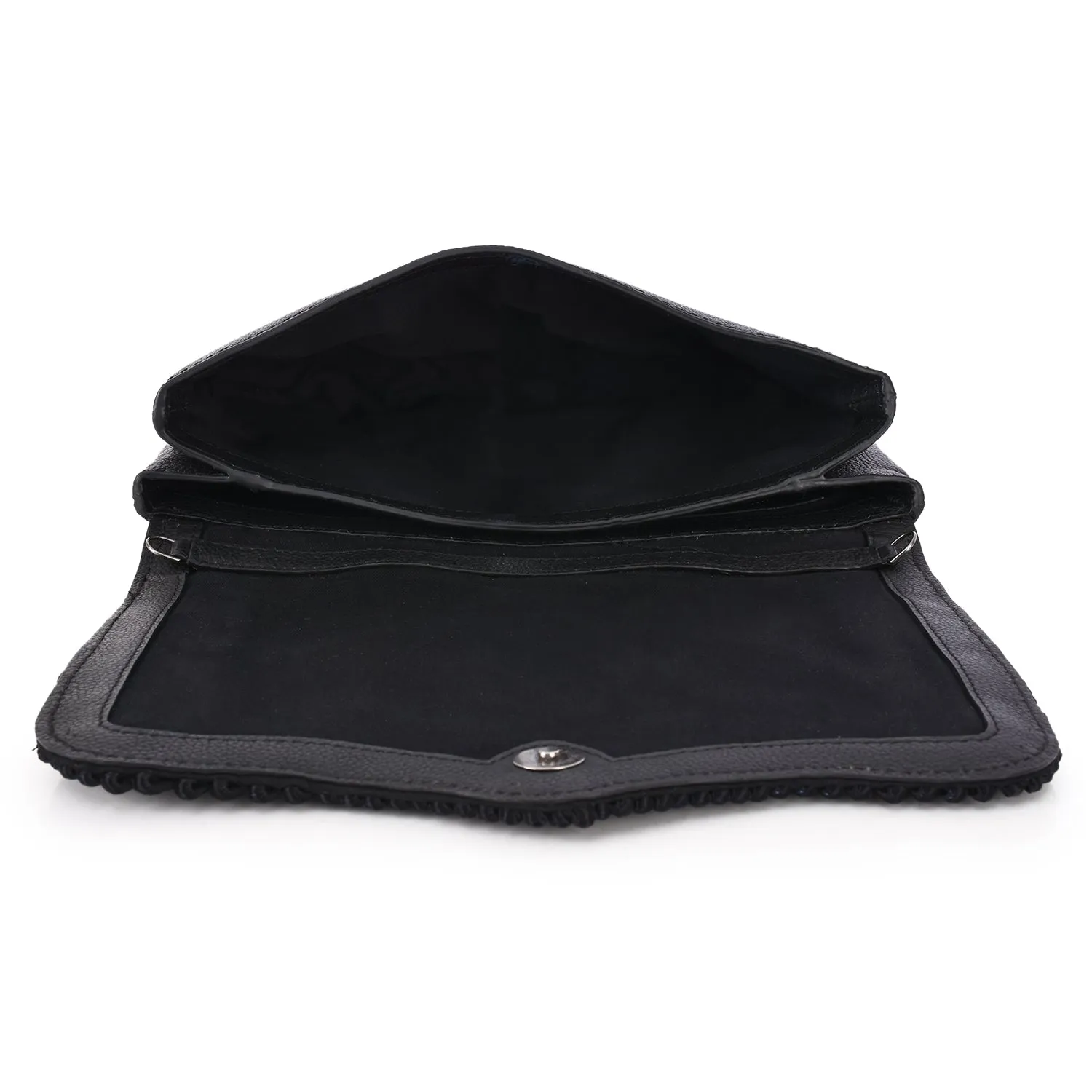 Rope & Bead Embellished Fold Over Clutch