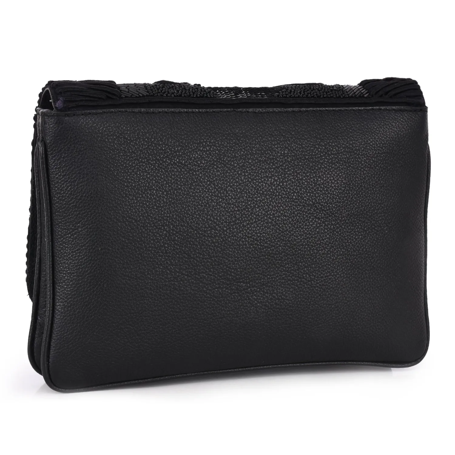 Rope & Bead Embellished Fold Over Clutch