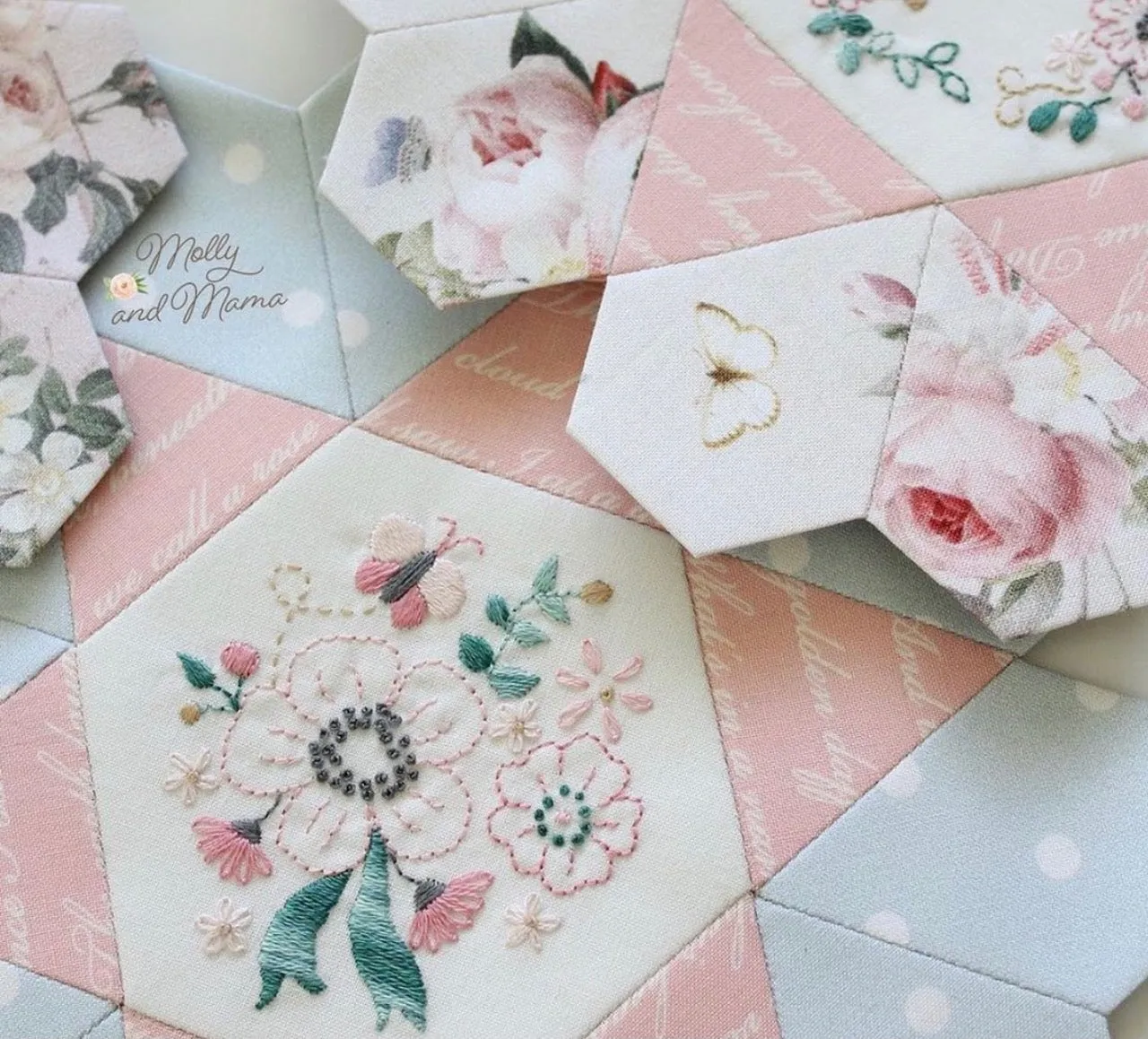 Rose & Violet's Garden fabric. Garden Party. Blush