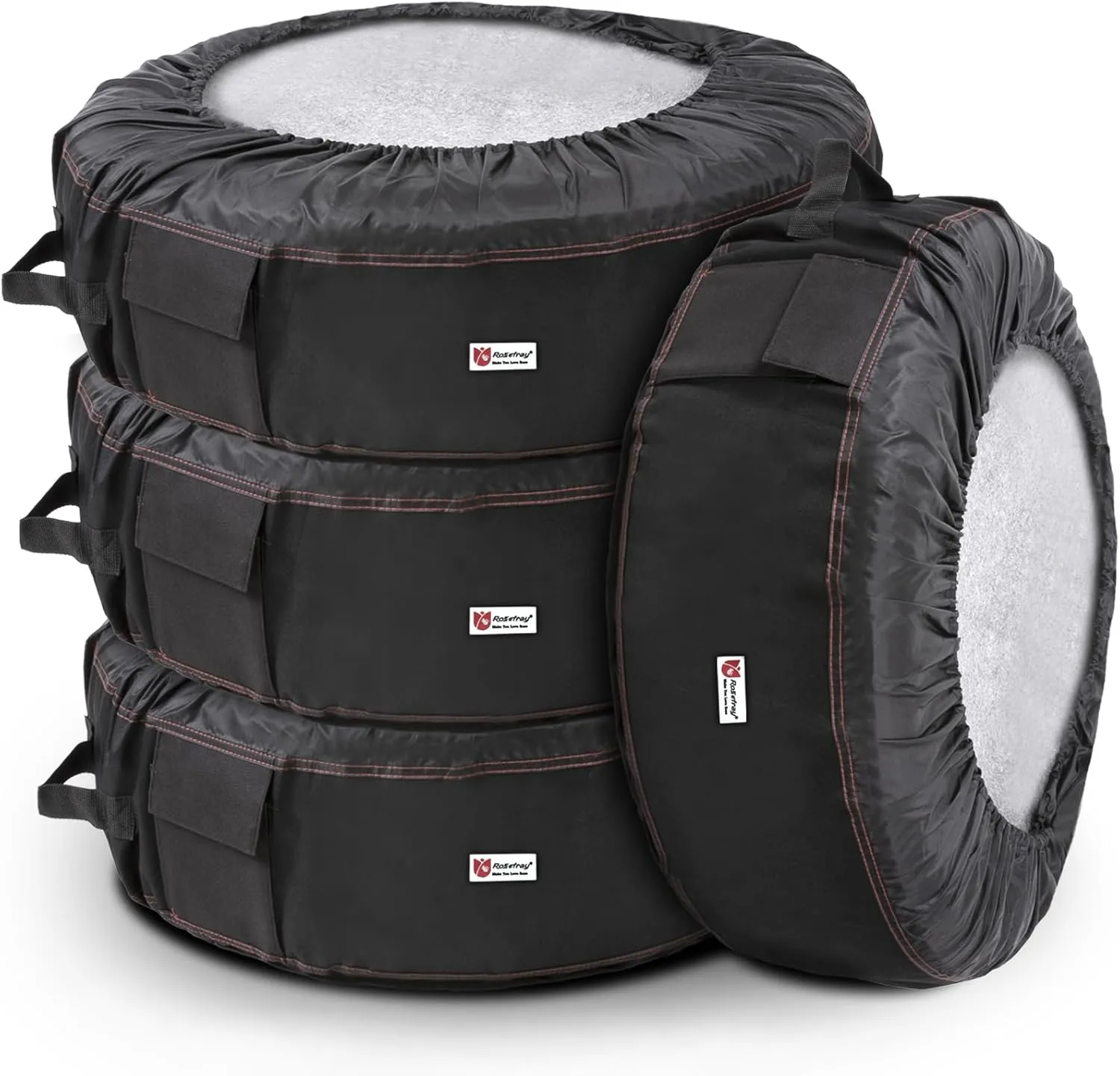 Rosefray Seasonal Tire Totes, Spare Tire Cover, Portable Winter Wheel, Handle for Easy Transportation, Fits Tires Tire Diameters 21” to 31.5”, Set of 4 Bags Black