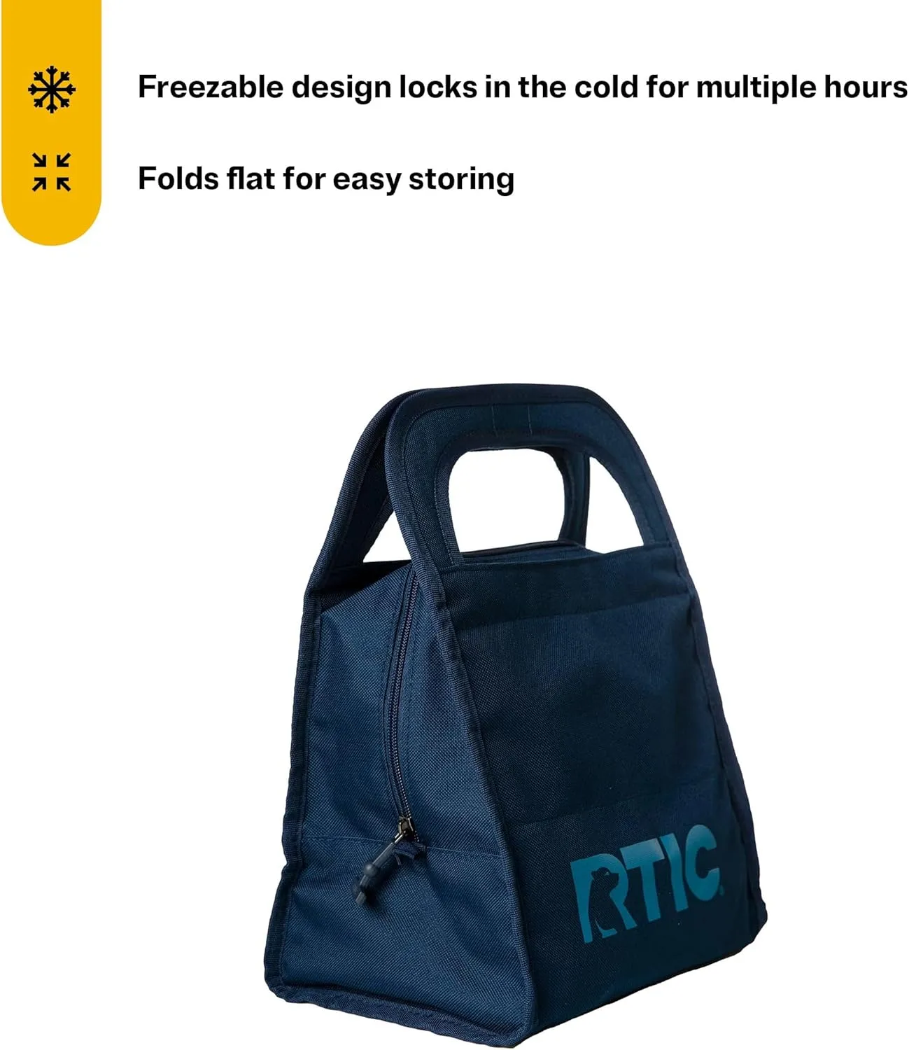 RTIC Ice Lunch Bag, Freezable for Women and Men, Reusable Durable Fabric, Cooler Lunch Bags for On The Go Meals, Commuters
