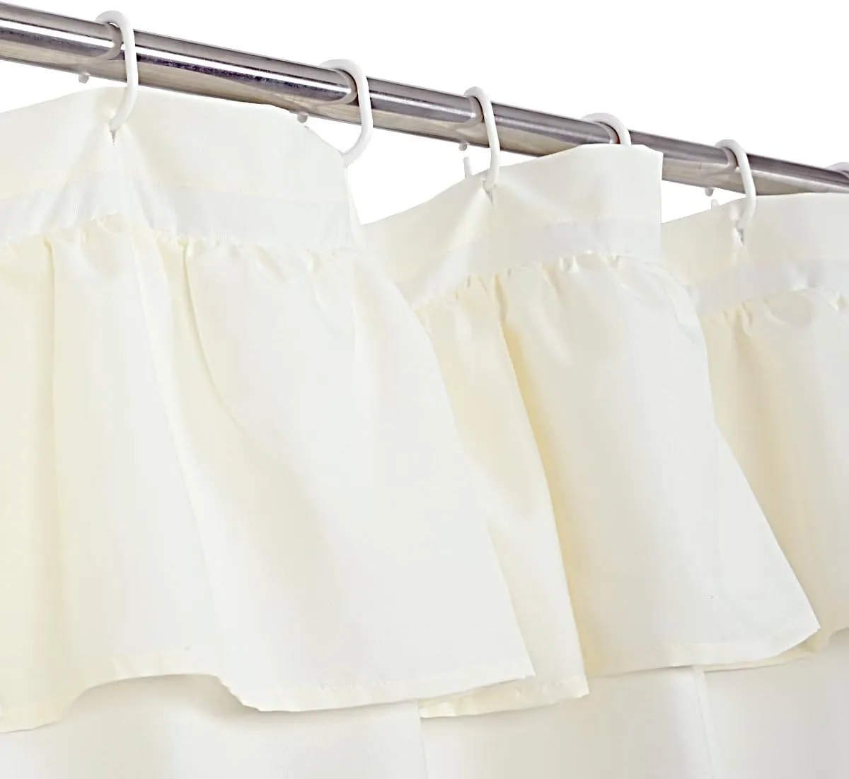 Ruffled Farmhouse Shower Curtain,Beige Fabric,Country and Chic Style,72x72 in