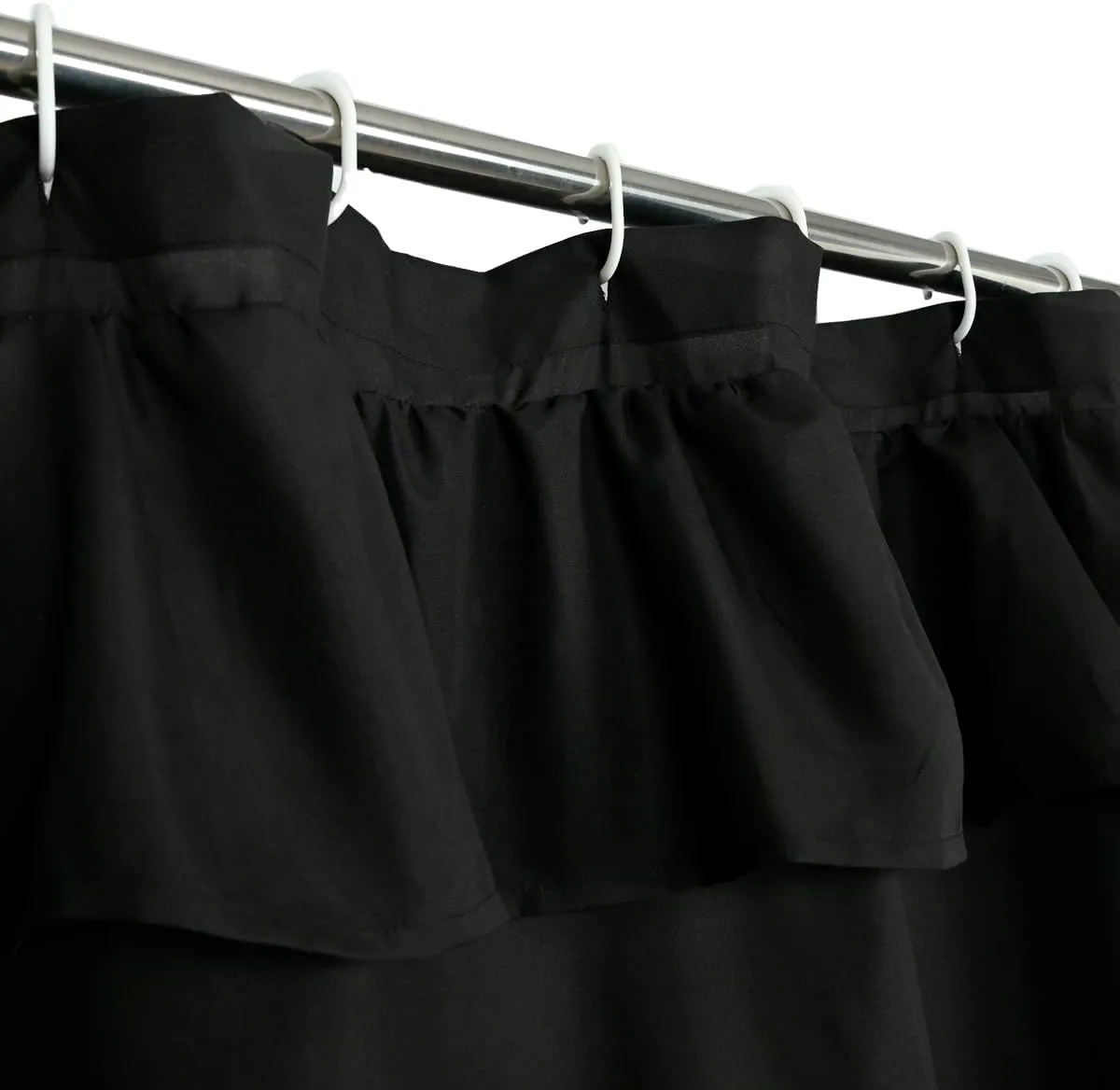 Ruffled Farmhouse Shower Curtain,Black Fabric,Country and Chic Style,72x72 in
