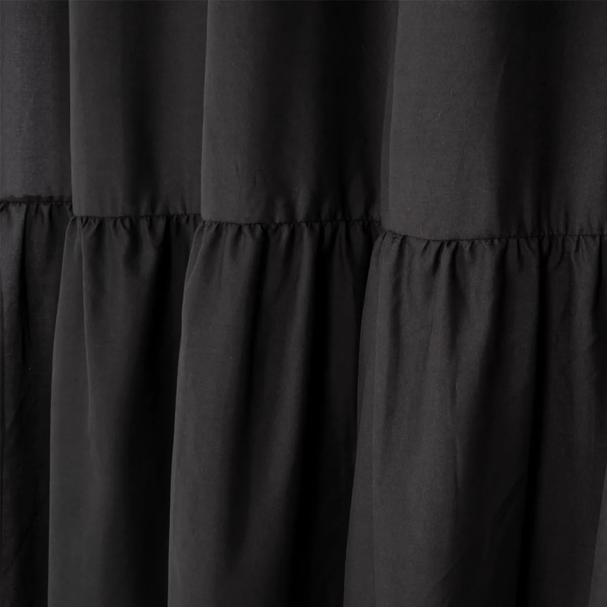 Ruffled Farmhouse Shower Curtain,Black Fabric,Country and Chic Style,72x72 in