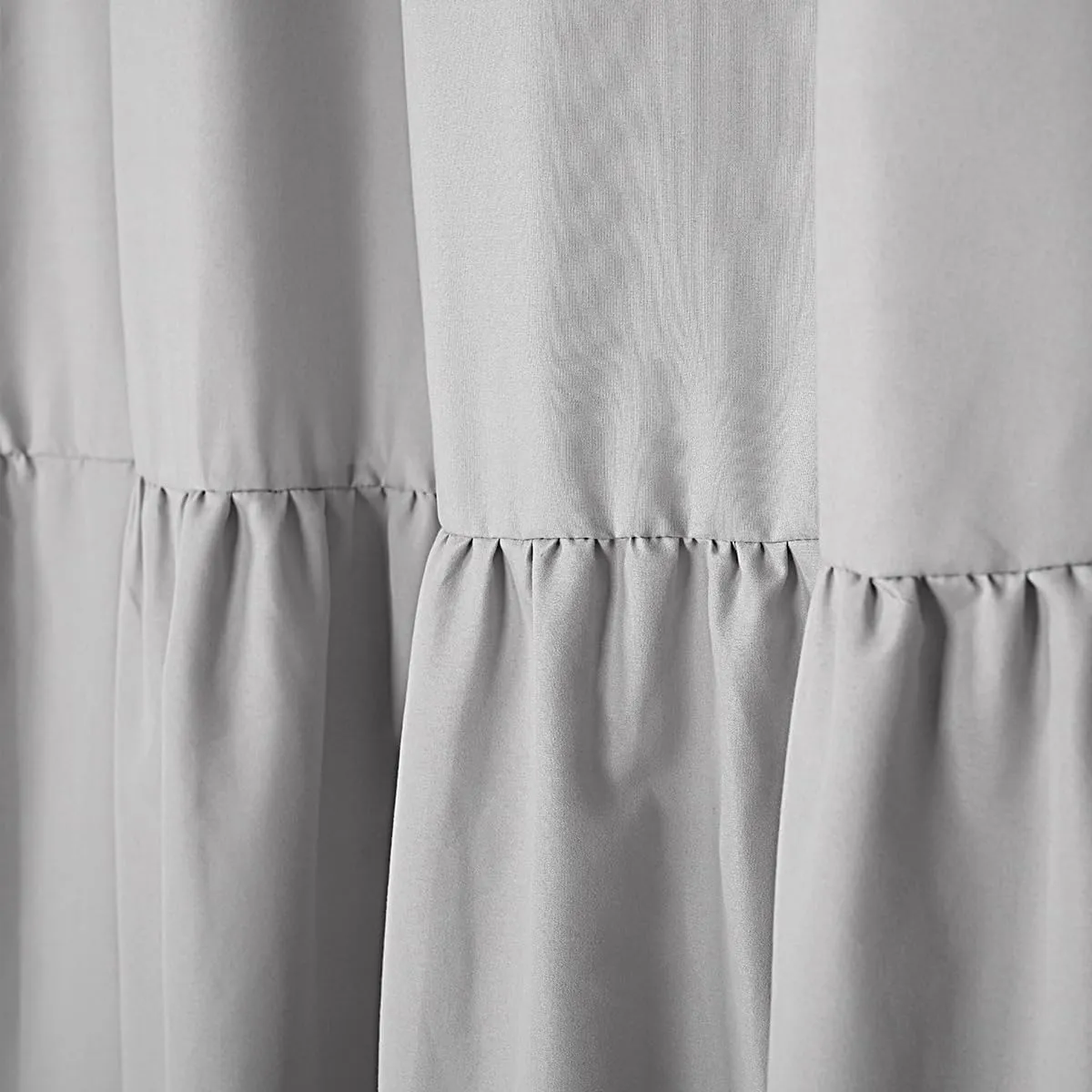 Ruffled Farmhouse Shower Curtain,Grey Fabric,Country and Chic Style,72x72 in