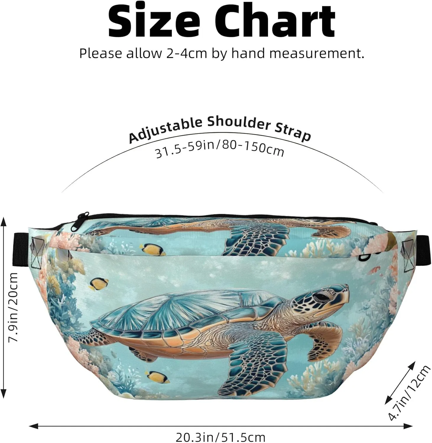Running Waist Pack Turtle Sea Coral Ocean 2-in-1 Fanny Pack and Crossbody Bag Hiking Daypack for Men Women Running Travel Hiking Daily Commute
