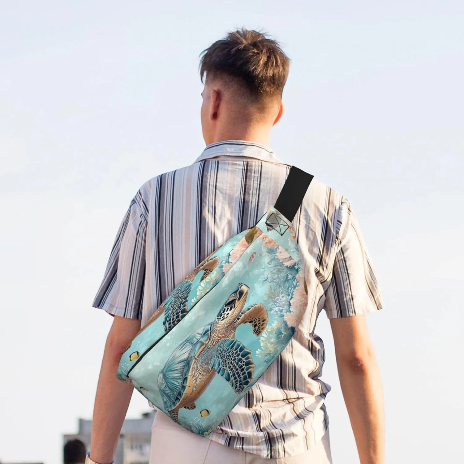 Running Waist Pack Turtle Sea Coral Ocean 2-in-1 Fanny Pack and Crossbody Bag Hiking Daypack for Men Women Running Travel Hiking Daily Commute