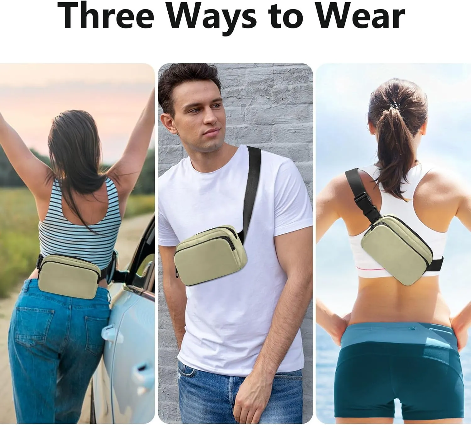 Sage Large Fanny Packs for Women for Workout/Running/Hiking, 8 x 5.3 x 2.3 Inches