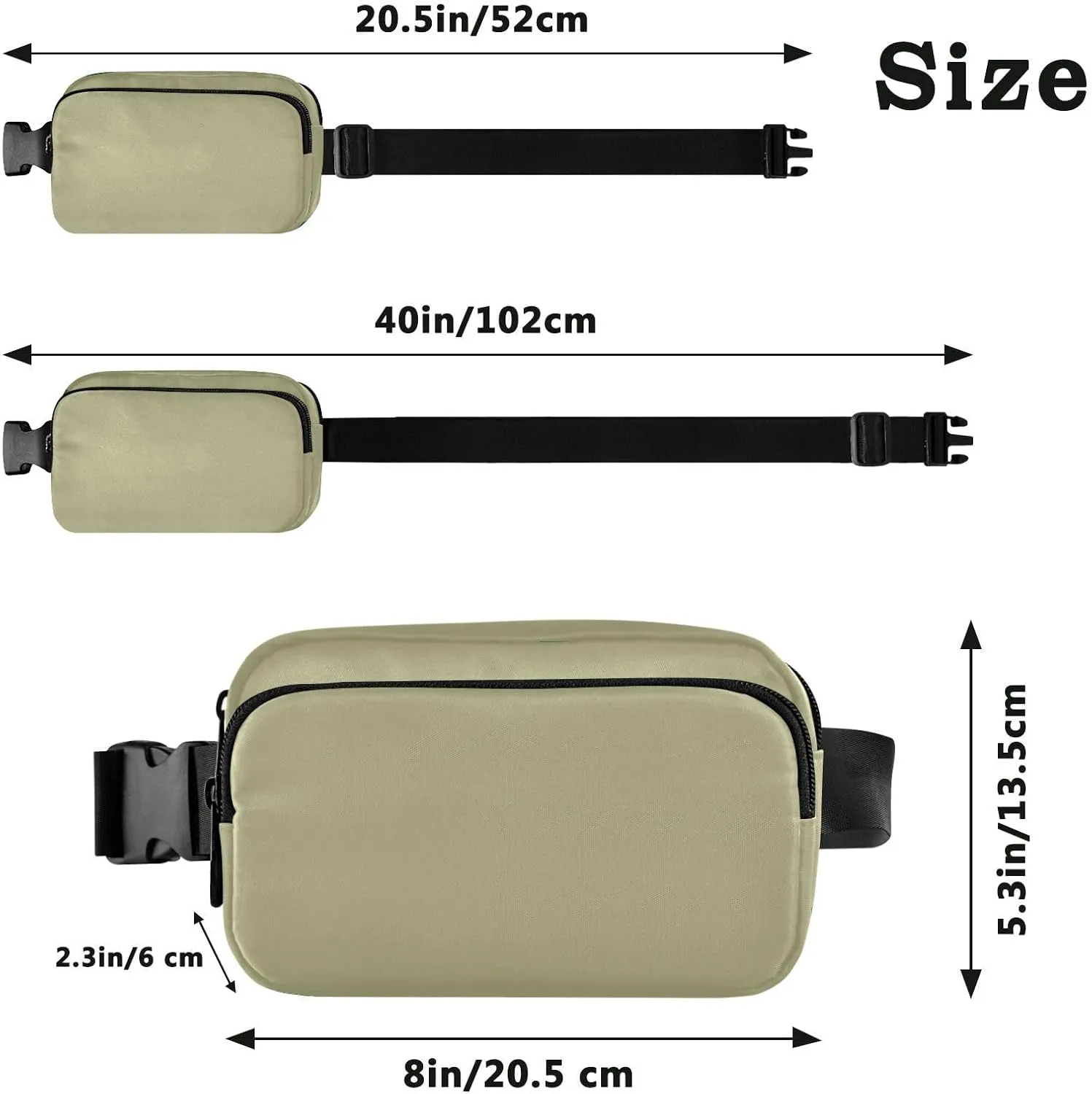 Sage Large Fanny Packs for Women for Workout/Running/Hiking, 8 x 5.3 x 2.3 Inches