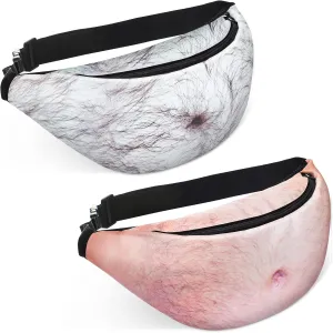 Saintrygo 2 Pieces 3D Men Beer Belly Waist Packs Waterproof Fanny Pack Belt Funny Waist Pocket for Holiday, Birthday, Father's Day
