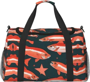 Salmon print Weekender Overnight Carry On Bag Gym Luggage Bag Duffel Bag for Travel Women