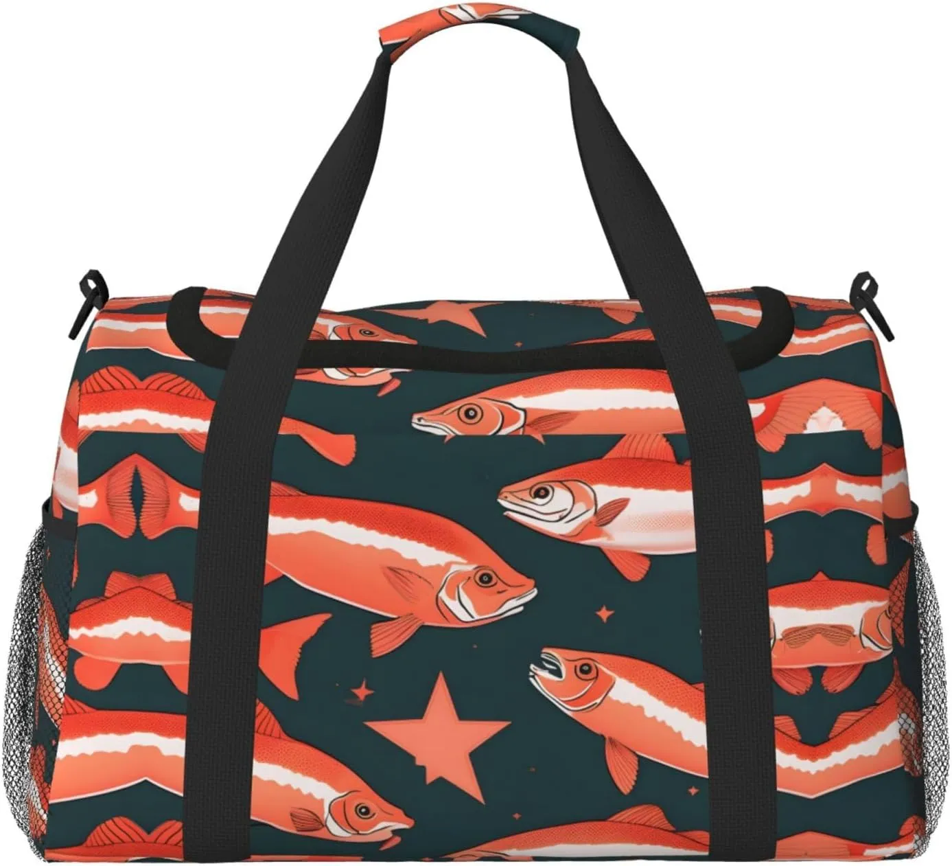 Salmon print Weekender Overnight Carry On Bag Gym Luggage Bag Duffel Bag for Travel Women