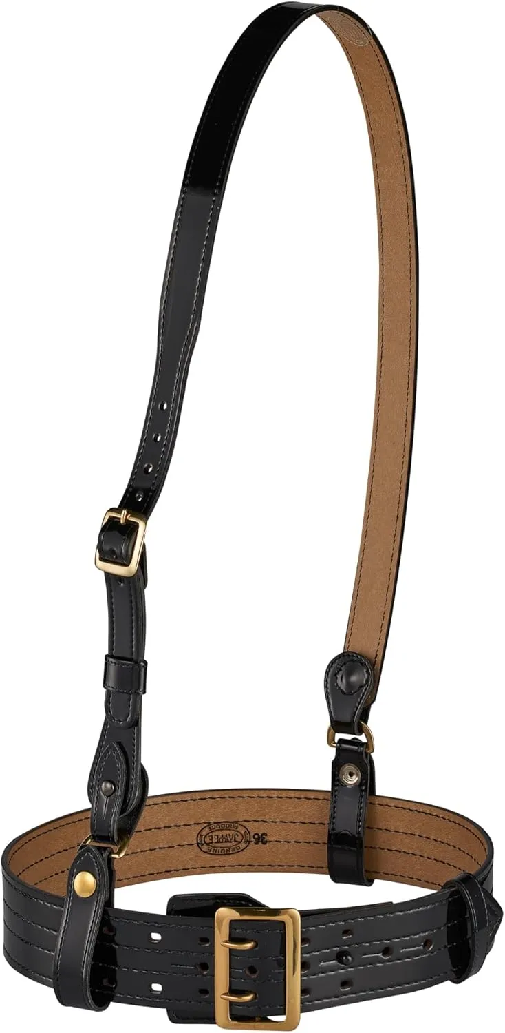 Sam Browne Shoulder Strap 1 1/4 inch Leather Cross Strap Includes 2 D-Rings that Connect to Duty Belt