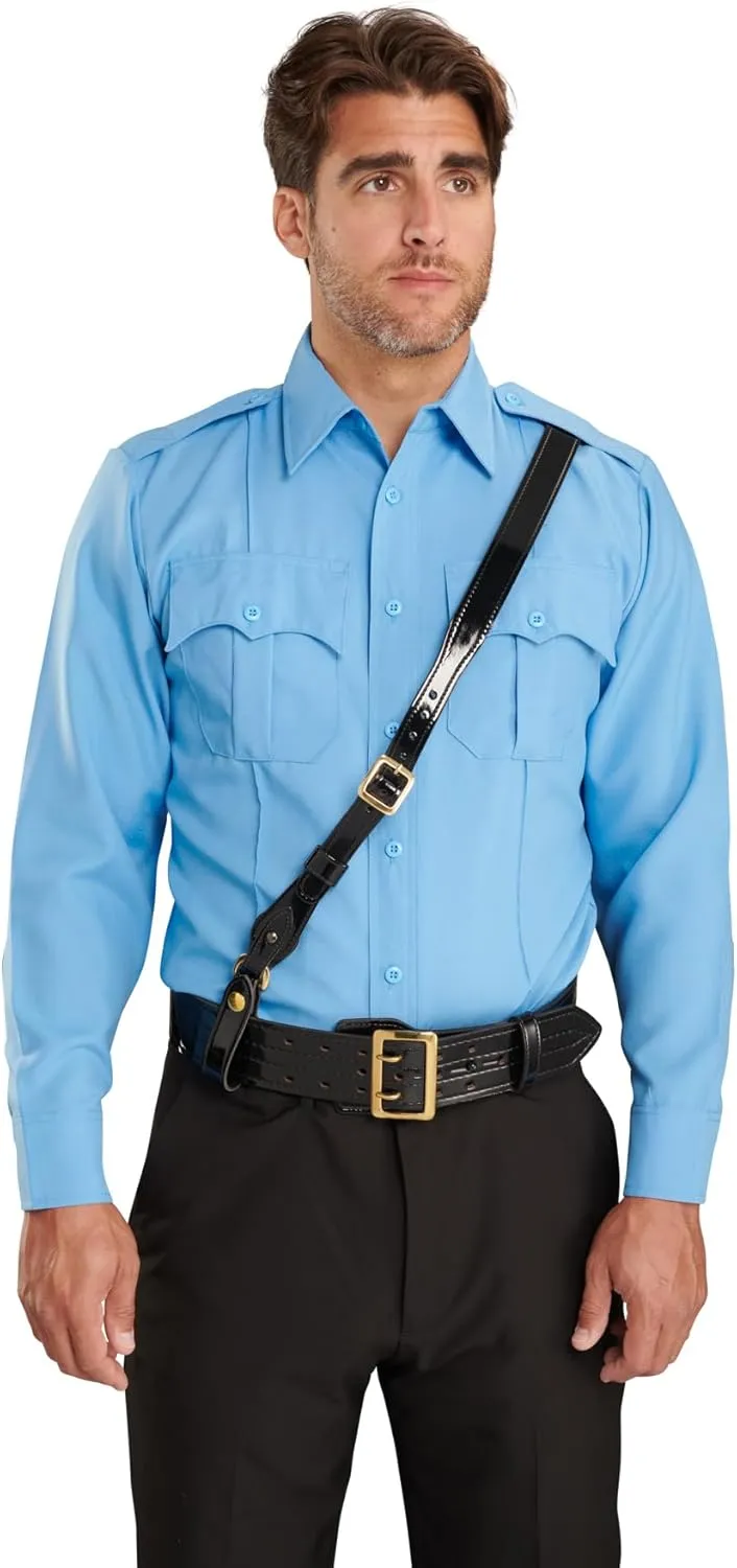 Sam Browne Shoulder Strap 1 1/4 inch Leather Cross Strap Includes 2 D-Rings that Connect to Duty Belt