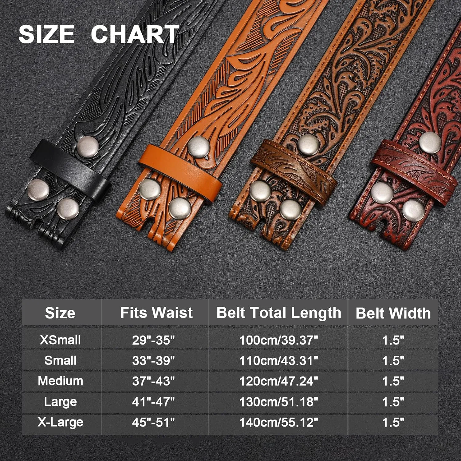 SANSTHS 2 Pack Western Belts for Men without Buckle, Cowboy Belt for Buckle Western Leather Belt Straps for Jeans